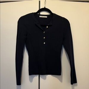 Abercrombie & Fitch Navy Long Sleeve Top with Button Accents